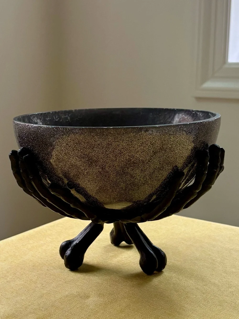 Skeleton Hands Round Metallic Bowl